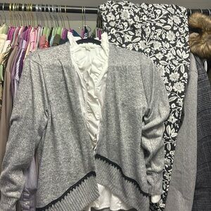 Croft & Borrow 14 T pants Banana Republic 16  14 shirt and Maurice’s cardigan  L